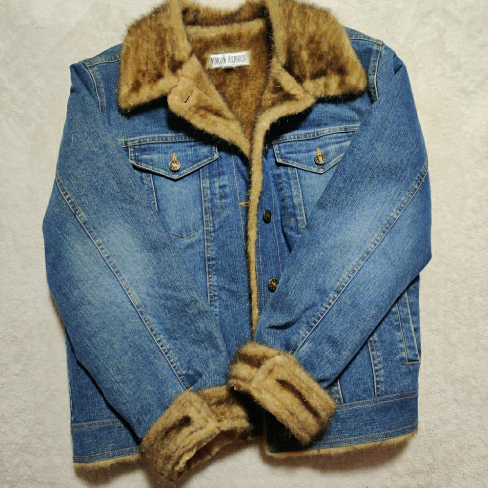 Marvin Richards 1990’s Faux Fur Vintage Denim Jacket - Picture 4 of 10